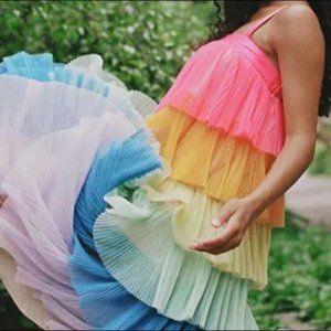 Anthropologie Rainbow Tiered Tulle Statement Midi Dress by Hutch